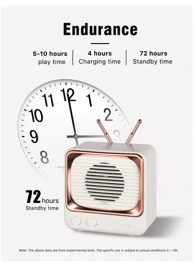 Mini Portable Retro Style TV Shape Bluetooth-compatible 5.0 Speaker Support TF Card - White