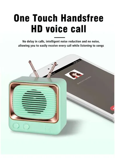Mini Portable Retro Style TV Shape Bluetooth-compatible 5.0 Speaker Support TF Card - White