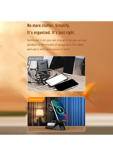 Multifunction Bluetooth-compatible Speaker Atmosphere Light 15W Magnetic Phone Wireless Charger 2406 - White