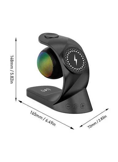 Multifunction Bluetooth-compatible Speaker Atmosphere Light 15W Magnetic Phone Wireless Charger 2406 - White