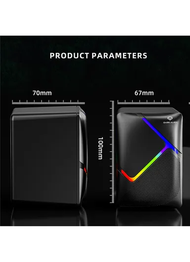 3W 1 Pair Mini USB Wired Desktop Subwoofer with RGB Light, HiFi Sound &amp; 360° Surround Sound for Laptops &amp; PCs S-511 (H10 x W6.7 x D7)cm