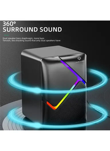 3W 1 Pair Mini USB Wired Desktop Subwoofer with RGB Light, HiFi Sound &amp; 360° Surround Sound for Laptops &amp; PCs S-511 (H10 x W6.7 x D7)cm