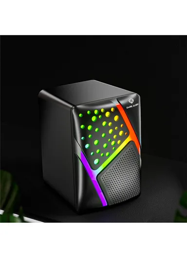 3W 1 Pair Mini USB Wired Desktop Subwoofer with RGB Light, HiFi Sound &amp; 360° Surround Sound for Laptops &amp; PCs S-511 (H10 x W6.7 x D7)cm