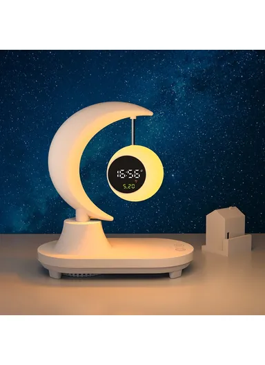 Bluetooth-compatible Speaker Bedside Lamp 7 Color Changing Atmosphere Night Light with Digital Clock Display