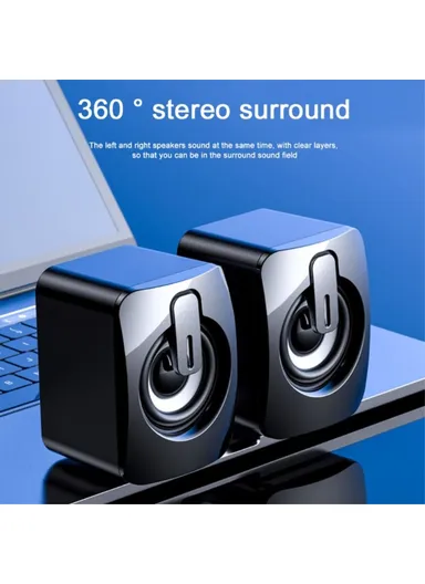 2PCS A2 Mini USB Wired Desktop Speaker Computer Laptop Volume Adjustable Subwoofer with Colorful Light