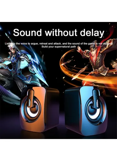 2PCS A2 Mini USB Wired Desktop Speaker Computer Laptop Volume Adjustable Subwoofer with Colorful Light