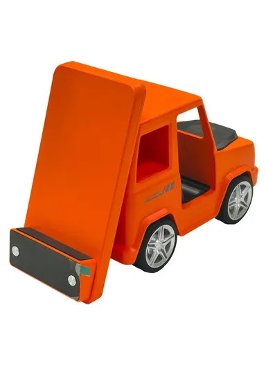 15W 6-in-1 Car Shape Desktop Wireless Charger Bluetooth-compatible Speaker Clock Atmosphere Light G63 - Orange