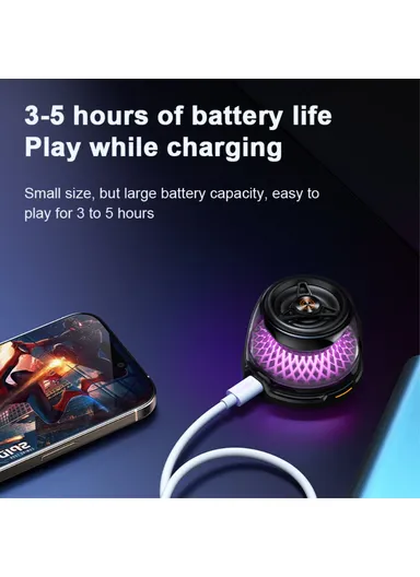 Portable Bluetooth-compatible Speaker 15W Magnetic Wireless Charger Subwoofer with RGB Ambient Light R9 - Black