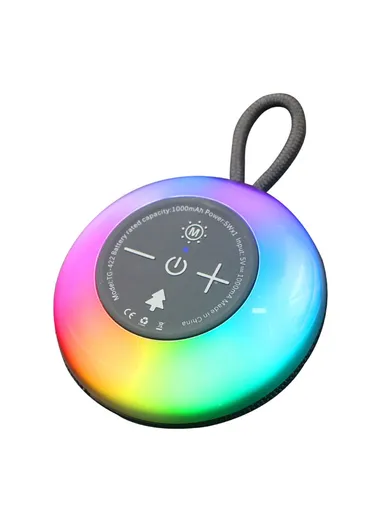 Portable Outdoor Bluetooth-Compatible Speaker IPX6 Waterproof LED Light Wireless Loudspeaker TG-422 - Black