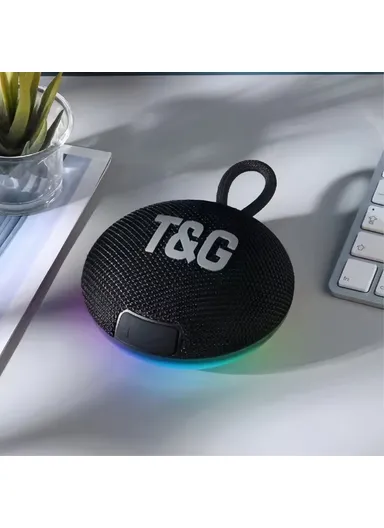 Portable Outdoor Bluetooth-Compatible Speaker IPX6 Waterproof LED Light Wireless Loudspeaker TG-422 - Black