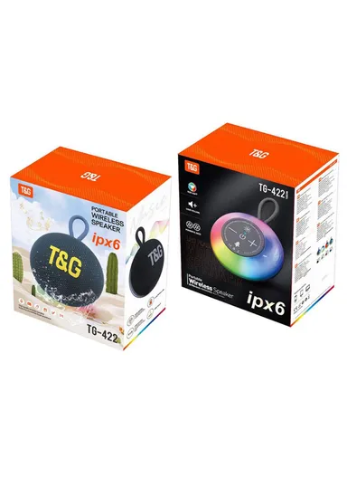 Portable Outdoor Bluetooth-Compatible Speaker IPX6 Waterproof LED Light Wireless Loudspeaker TG-422 - Black