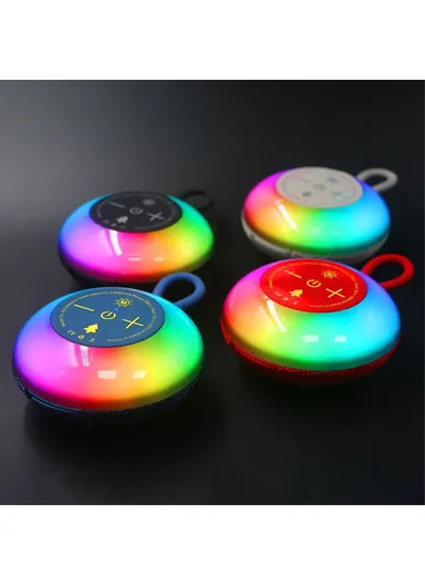 Portable Outdoor Bluetooth-Compatible Speaker IPX6 Waterproof LED Light Wireless Loudspeaker TG-422- Blue