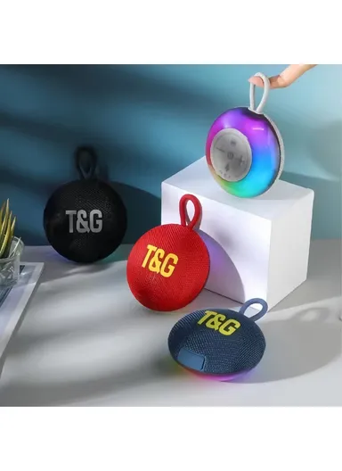 Portable Outdoor Bluetooth-Compatible Speaker IPX6 Waterproof LED Light Wireless Loudspeaker TG-422- Blue