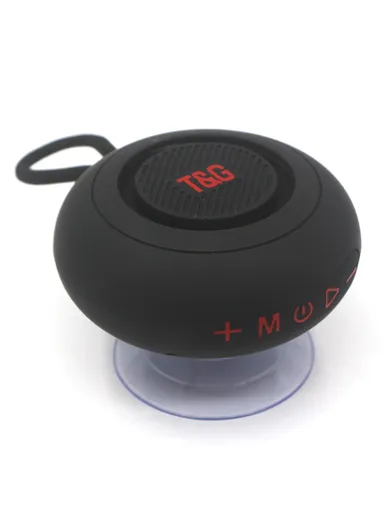 Bathroom Waterproof Suction Cup, Bluetooth-Compatible Speaker Portable, TWS Wireless, Audio Player Support TF Card TG442- Black