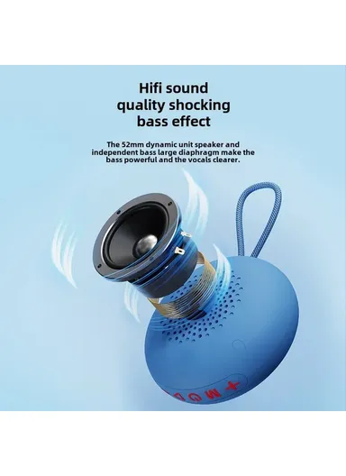 Bathroom Waterproof Suction Cup, Bluetooth-Compatible Speaker Portable, TWS Wireless, Audio Player Support TF Card TG442- Black