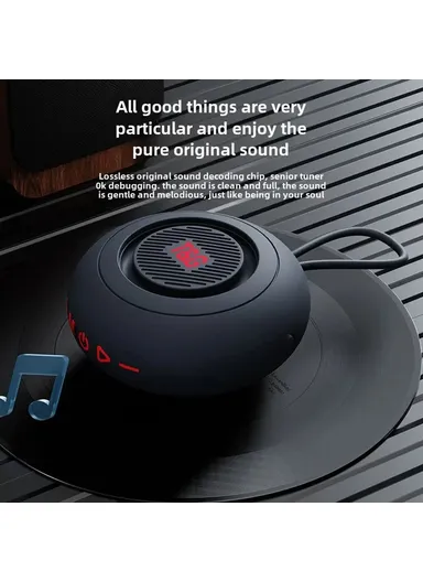 Bathroom Waterproof Suction Cup, Bluetooth-Compatible Speaker Portable, TWS Wireless, Audio Player Support TF Card TG442- Black