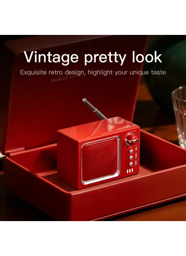 White Noise Sleep Speaker, Retro Mini TV Design Sound Box Wireless Music Player with FM Radio - Beige