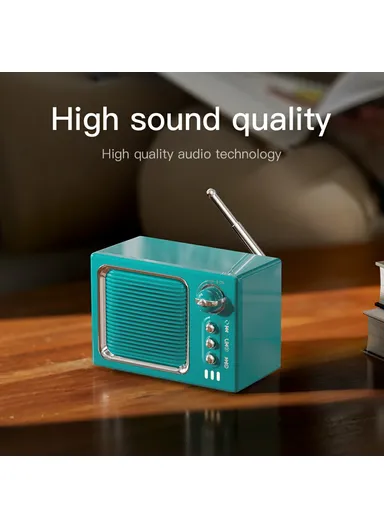 White Noise Sleep Speaker, Retro Mini TV Design Sound Box Wireless Music Player with FM Radio - Beige