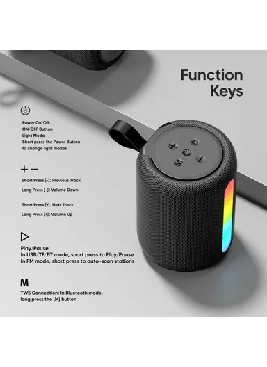 Fabric Mesh BT Speaker with Ambient Light Stereo Sound Multi-Connection Portable Speaker S56