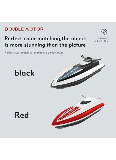 2.4GHz RC Boat Remote Control Racing Boat Waterproof Toy for Lake Pool, Sea - Black/3 Battery