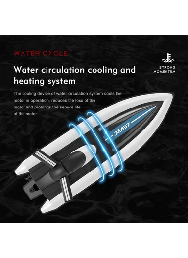 2.4GHz RC Boat Remote Control Racing Boat Waterproof Toy for Lake Pool, Sea - Black/3 Battery