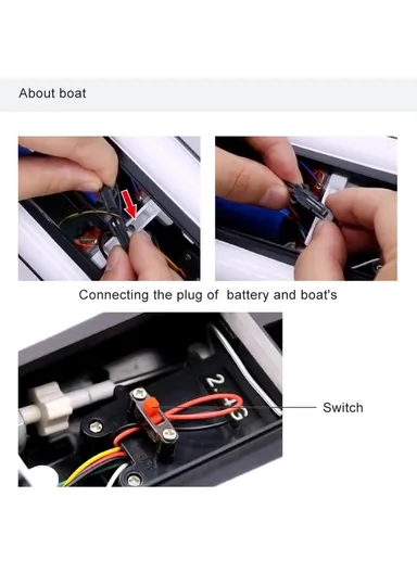 2.4GHz RC Boat Remote Control Racing Boat Waterproof Toy for Lake Pool, Sea - Black/3 Battery