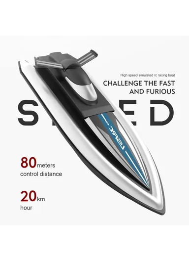 2.4GHz RC Boat Remote Control Racing Boat Waterproof Toy for Lake Pool, Sea - Black/3 Battery