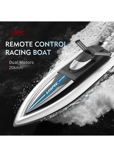 2.4GHz RC Boat Remote Control Racing Boat Waterproof Toy for Lake Pool, Sea - Black/3 Battery