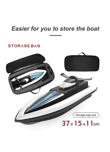 2.4GHz RC Boat Remote Control Racing Boat Waterproof Toy for Lake Pool, Sea - Black/3 Battery
