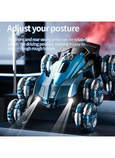 Spray RC Car Model Remote Control Stunt Vehicle with LED Light, 2 Batteries 4DRC Y6 8WD - Red