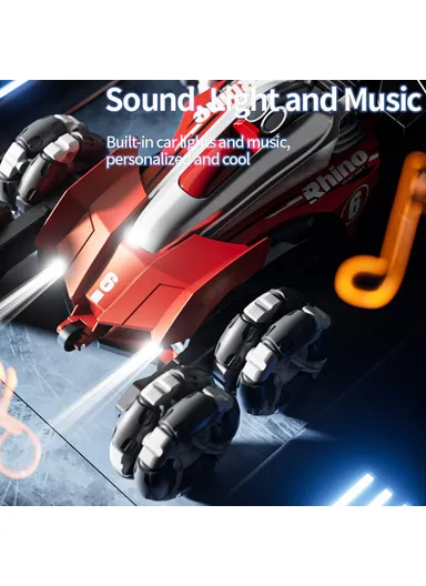 Spray RC Car Model Remote Control Stunt Vehicle with LED Light, 2 Batteries 4DRC Y6 8WD - Red