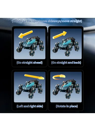 Spray RC Car Model Remote Control Stunt Vehicle with LED Light, 2 Batteries 4DRC Y6 8WD - Red