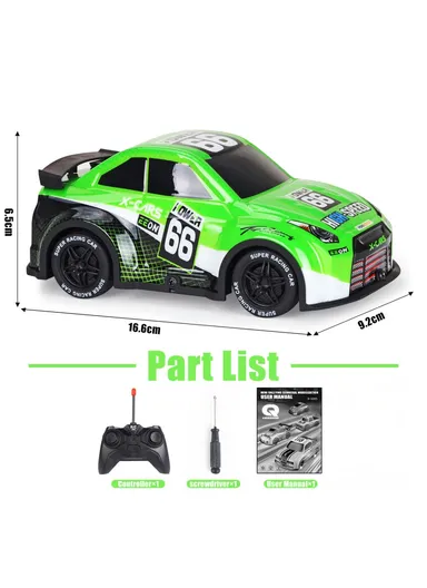 24 2WD Remote Control Racing Car Children Toy RC Car with Cool Light - Green Q240 1 