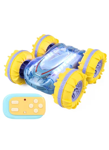 2.4G Remote Control Stunt Car Amphibious Vehicle with 7 Color LED Lights (CE / CPC / EN71 / ASTM / CPSIA Certified) JC014  - Transparent Blue  