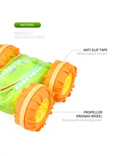 2.4G Remote Control Stunt Car Amphibious Vehicle with 7 Color LED Lights (CE / CPC / EN71 / ASTM / CPSIA Certified) JC014  - Transparent Blue  