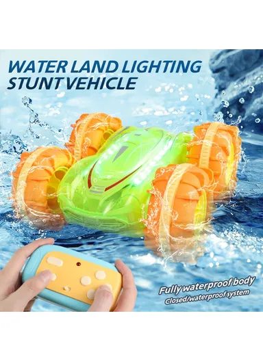 2.4G Remote Control Stunt Car Amphibious Vehicle with 7 Color LED Lights (CE / CPC / EN71 / ASTM / CPSIA Certified) JC014  - Transparent Blue  