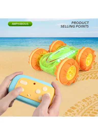2.4G Remote Control Stunt Car Amphibious Vehicle with 7 Color LED Lights (CE / CPC / EN71 / ASTM / CPSIA Certified) JC014  - Transparent Blue  