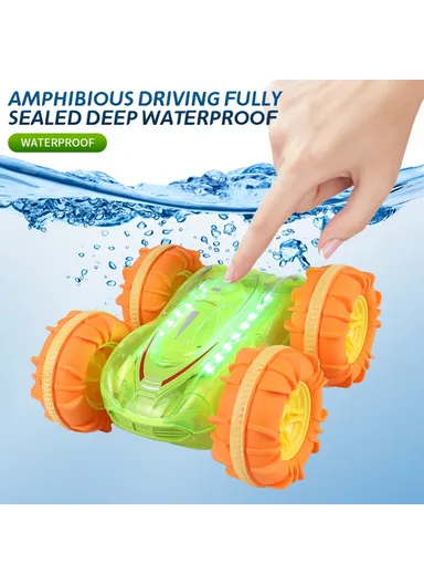 2.4G Remote Control Stunt Car Amphibious Vehicle with 7 Color LED Lights (CE / CPC / EN71 / ASTM / CPSIA Certified) JC014  - Transparent Green