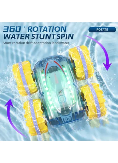 2.4G Remote Control Stunt Car Amphibious Vehicle with 7 Color LED Lights (CE / CPC / EN71 / ASTM / CPSIA Certified) JC014  - Transparent Green