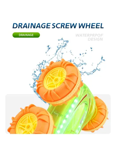 2.4G Remote Control Stunt Car Amphibious Vehicle with 7 Color LED Lights (CE / CPC / EN71 / ASTM / CPSIA Certified) JC014  - Transparent Green