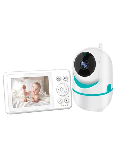 3.2-inch LCD Baby Monitor 2 Way Voice Built-in Lullabies Home Baby Security Camera D031 - Blue / EU Plug