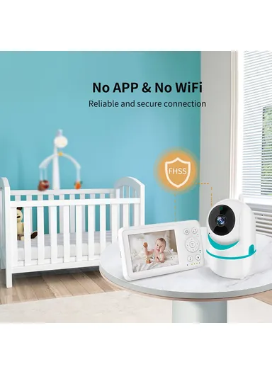 3.2-inch LCD Baby Monitor 2 Way Voice Built-in Lullabies Home Baby Security Camera D031 - Blue / EU Plug