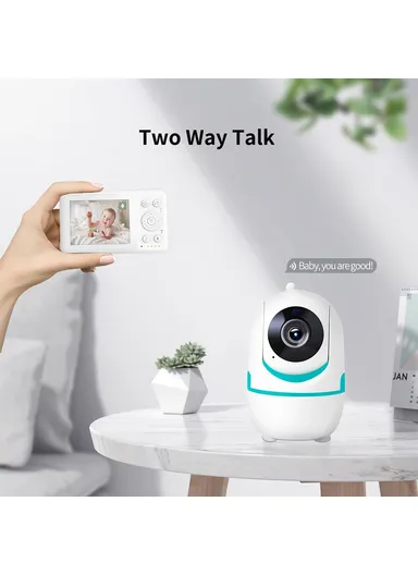 3.2-inch LCD Baby Monitor 2 Way Voice Built-in Lullabies Home Baby Security Camera D031 - Blue / EU Plug