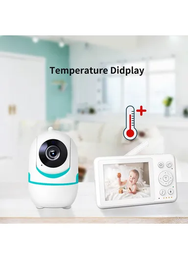 3.2-inch LCD Baby Monitor 2 Way Voice Built-in Lullabies Home Baby Security Camera D031 - Blue / EU Plug