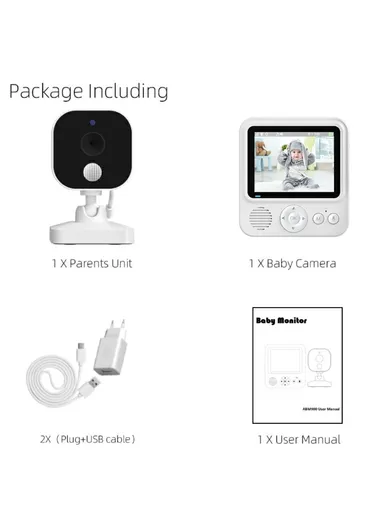 Baby Monitor 2.8 inch Indoor Security Camera Two-Way Audio, Lullabies - EU Plug ABM900