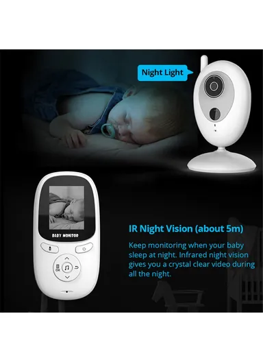 2.0-inch Night Vision Wireless Baby Monitor Room Temperature Monitor Intercom Camera - EU Plug