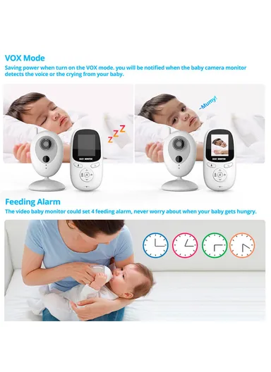 2.0-inch Night Vision Wireless Baby Monitor Room Temperature Monitor Intercom Camera - EU Plug