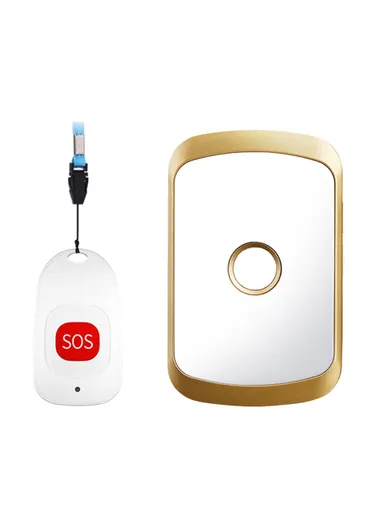 Smart Home Wireless Pager Doorbell Old Man Emergency Alarm 80m Remote Waterproof Wireless Chime Bell EU Plug C20 - Gold