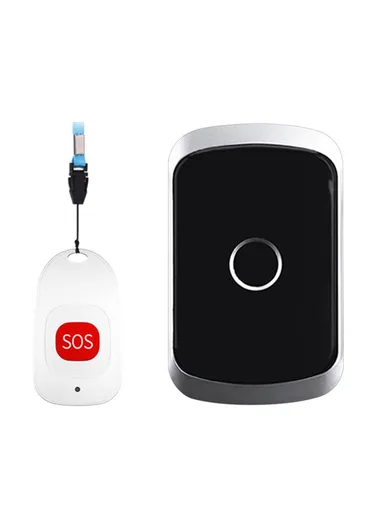 Smart Home Wireless Pager Doorbell Old Man Emergency Alarm 80m Remote Waterproof Wireless Chime Bell EU Plug C20 - Black