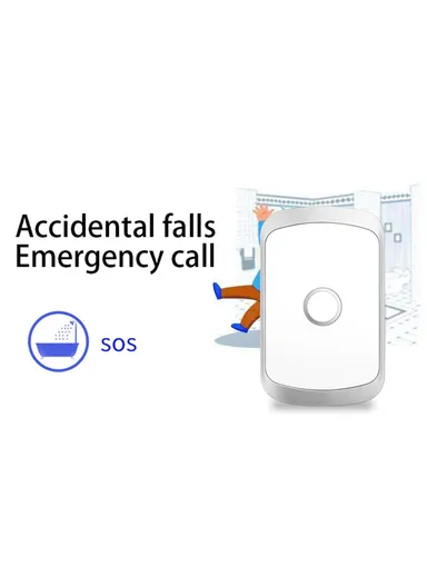 Smart Home Wireless Pager Doorbell Old Man Emergency Alarm 80m Remote Waterproof Wireless Chime Bell EU Plug C20 - Black